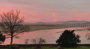 Winter sea view across the Kent Estuary in Arnside, Cumbria